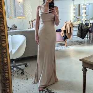 Revelry Skye Satin Dress Gold Champagne